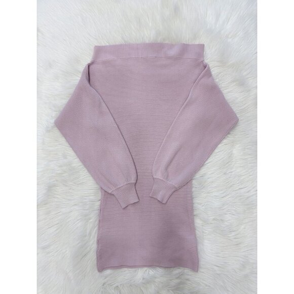 Forever 21 Ribbed Lavender Off-Shoulder Sweater Dress Stretch Knit Size S - Picture 6 of 7